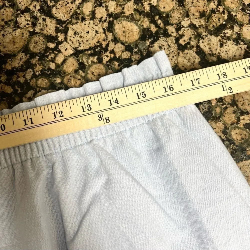 J. Crew Womens Linen Blend A-Line Skirt Pockets Size 12 Blue Stretch